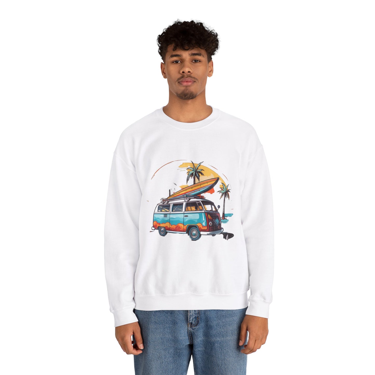 Retro Surf Van - Unisex Heavy Blend™ Crewneck Sweatshirt