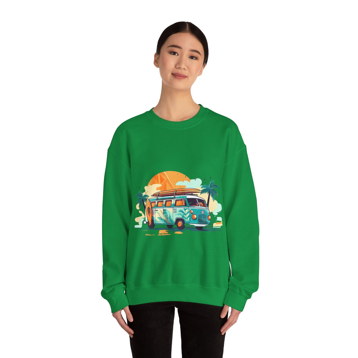 Retro Surf Van - Unisex Heavy Blend™ Crewneck Sweatshirt