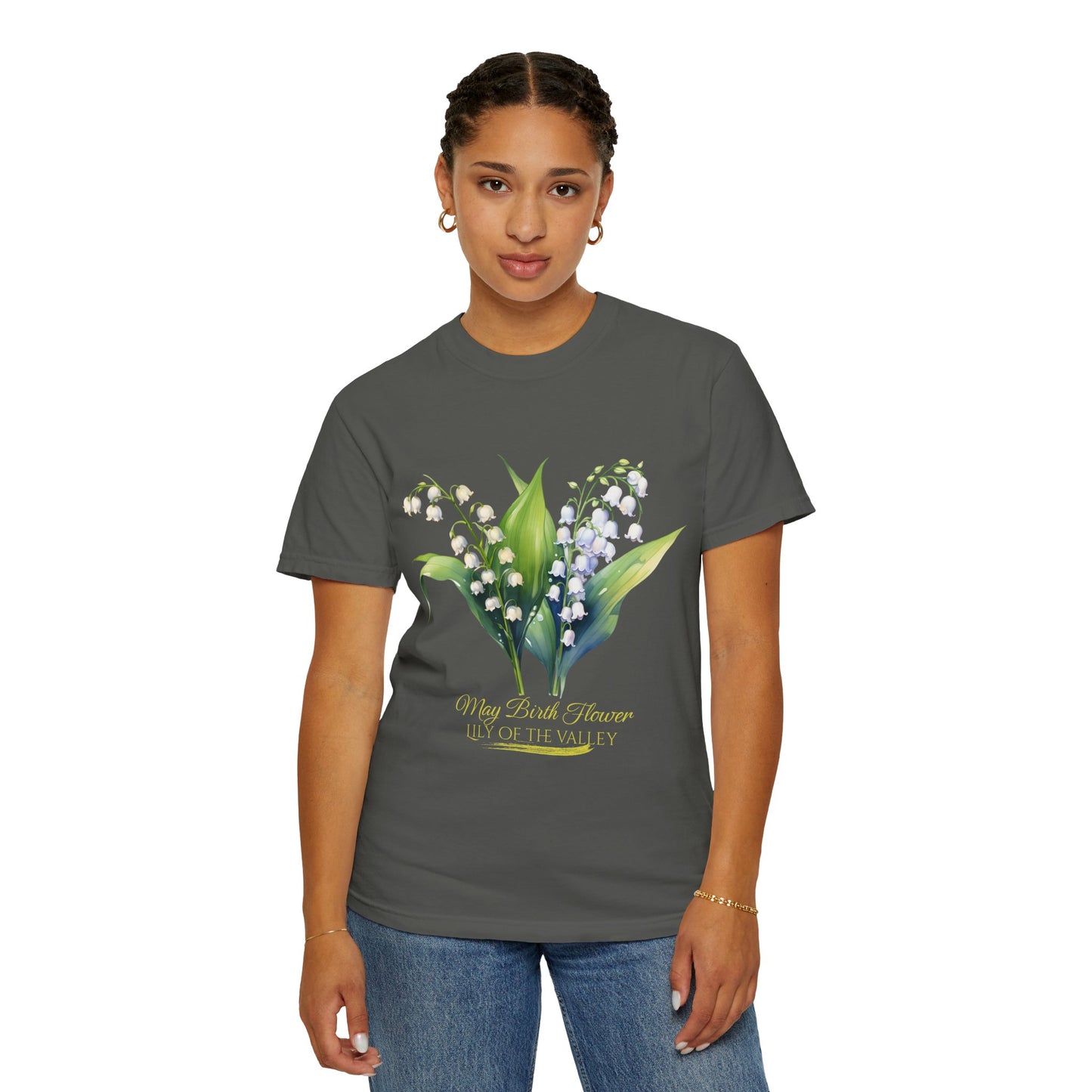 May Birth Flower "Lily of the Valley" (For Dark Fabric) - Unisex Garment-Dyed T-shirt