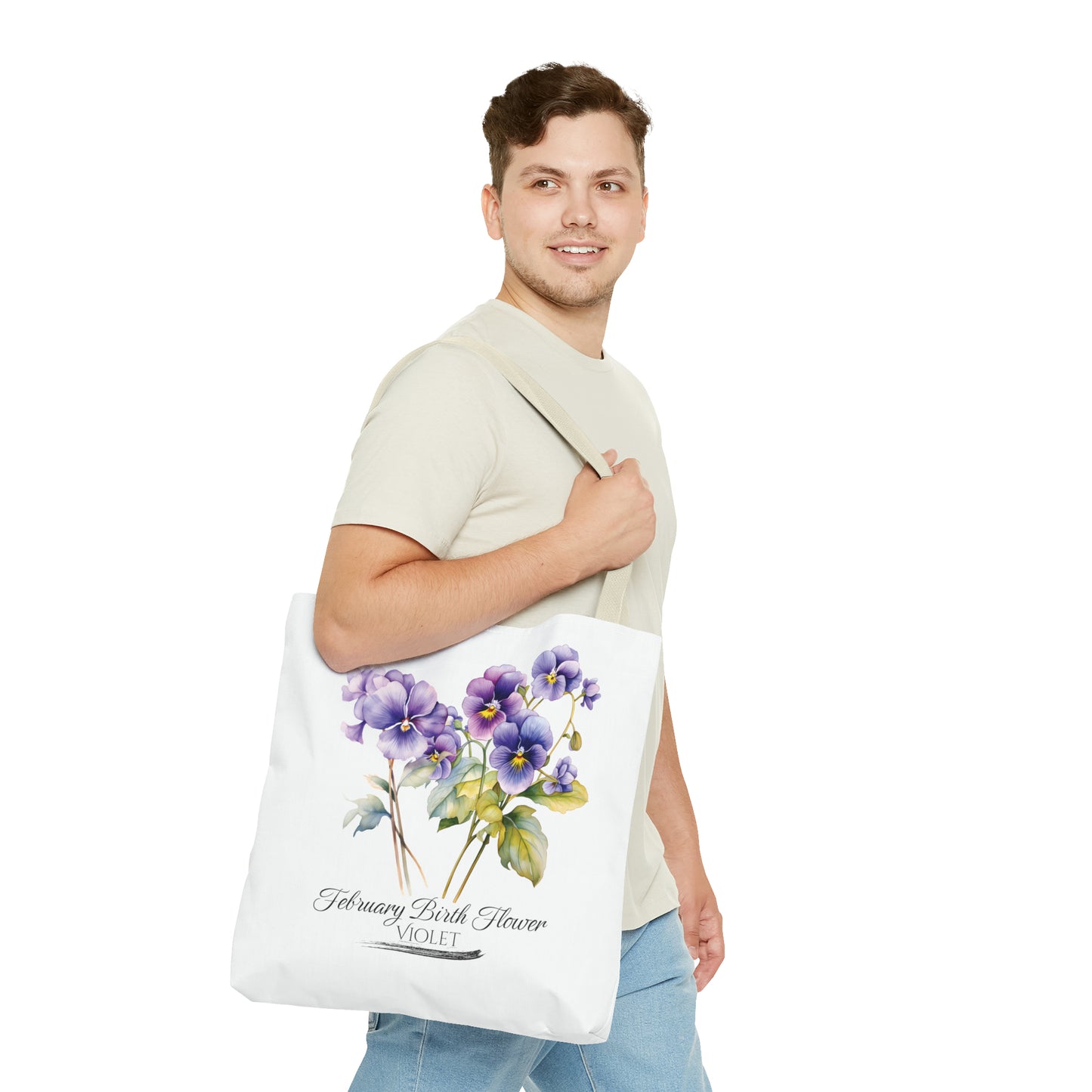 February Birth Flower: Violet - Tote Bag (AOP)