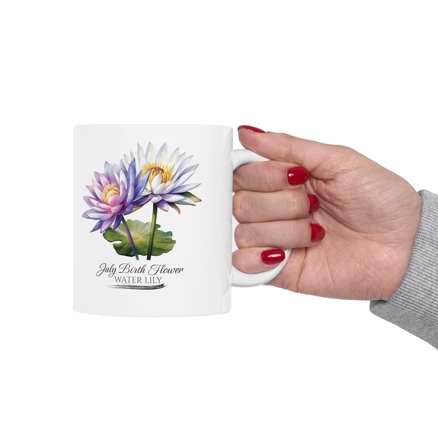 July Birth Flower (Water Lily): Ceramic Mug 11oz