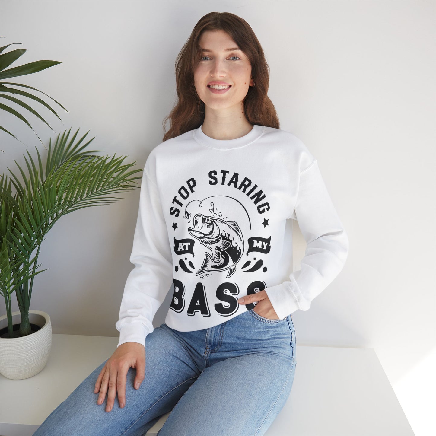 Stop staring at my Bass - Unisex Heavy Blend™ Crewneck Sweatshirt