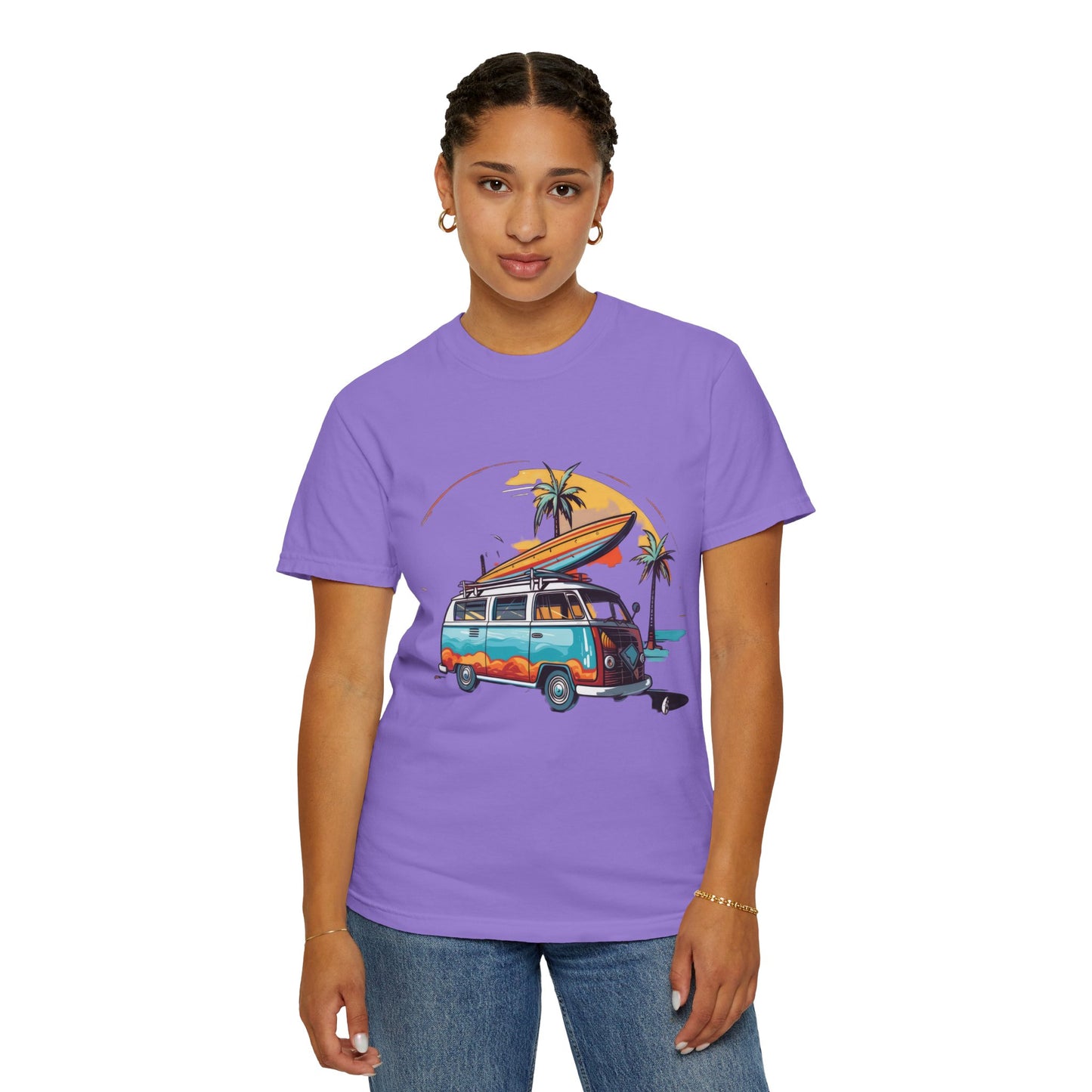 Retro Surf Van: Unisex Garment-Dyed T-shirt