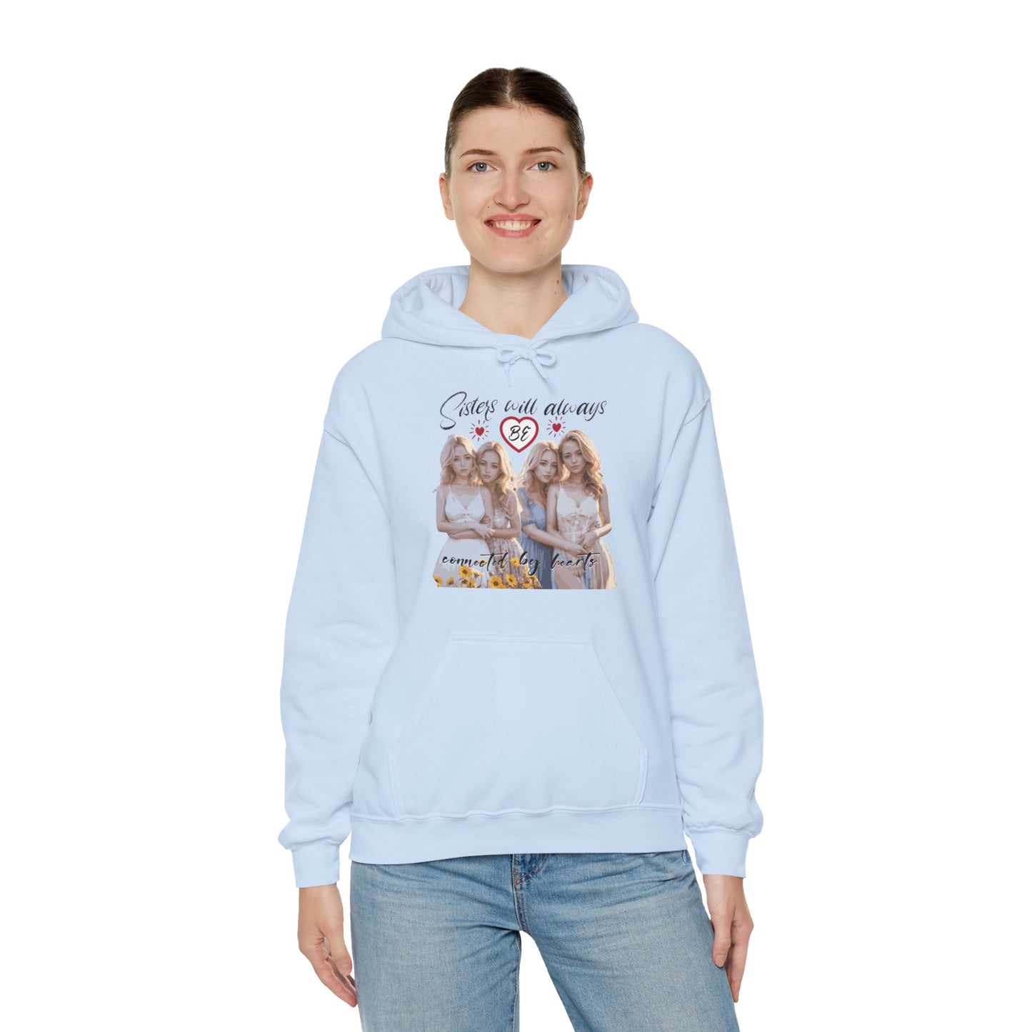 Sisters will always be connected by hearts - Unisex Heavy Blend™ Hooded Sweatshirt