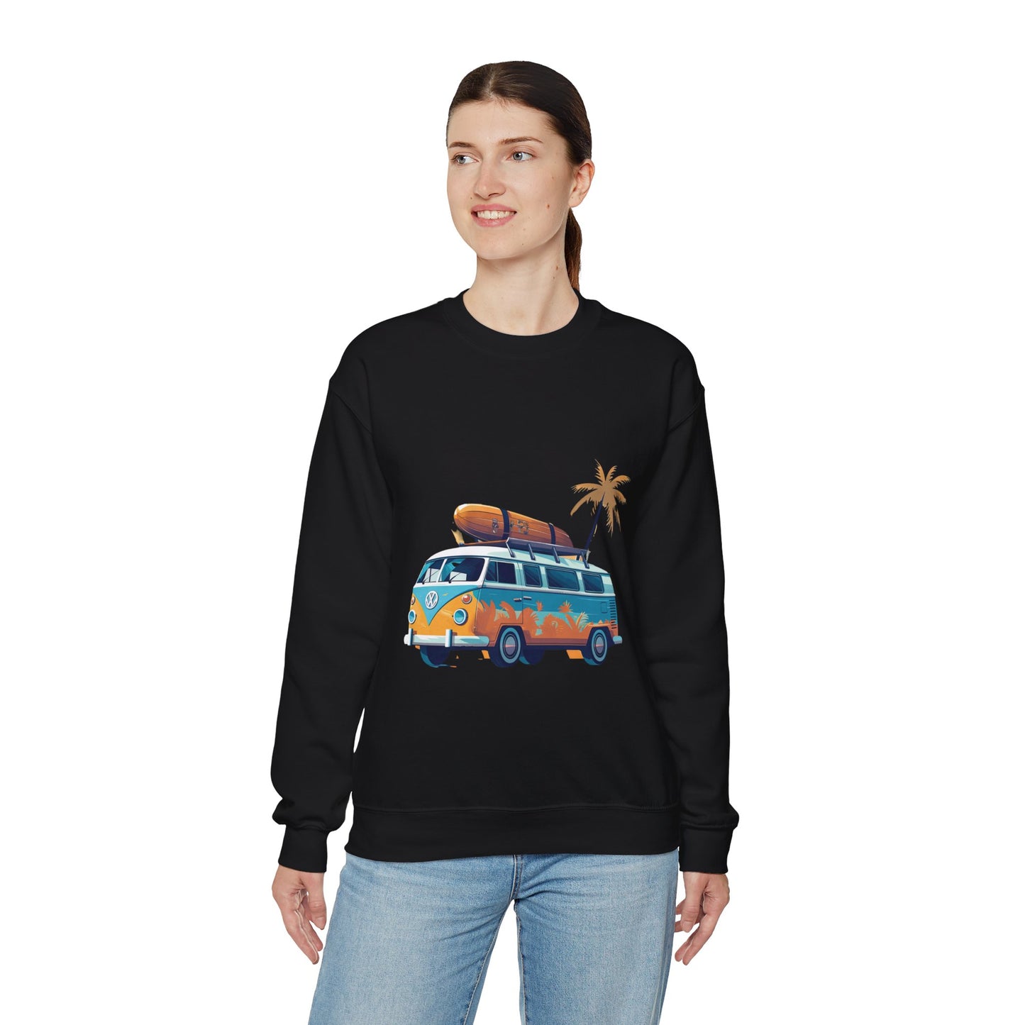 Retro Surf Van - Unisex Heavy Blend™ Crewneck Sweatshirt