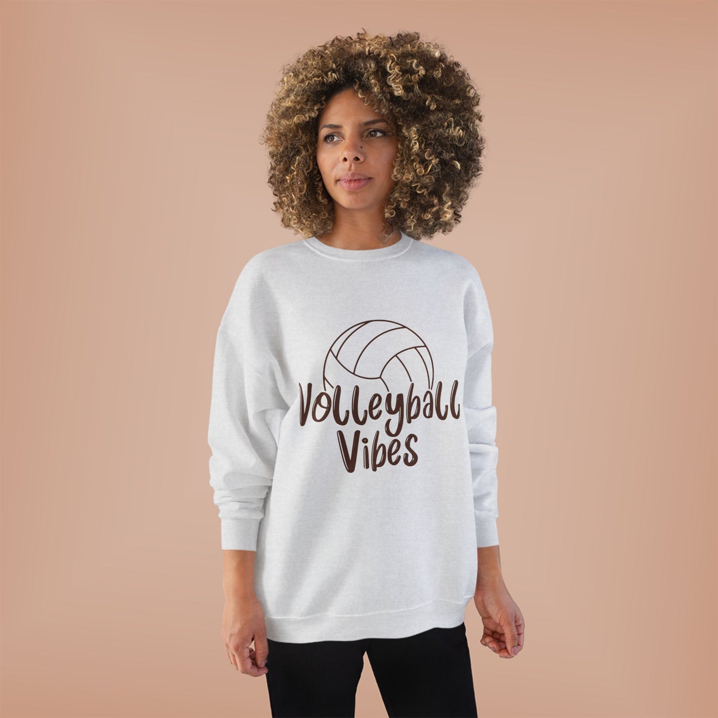 Unisex Volleyball Vibes Crewneck Sweatshirt, Trendy Sports Apparel, Cozy Gift for Athletes, Volleyball Lover's Gear, Eco-Friendly Fashion