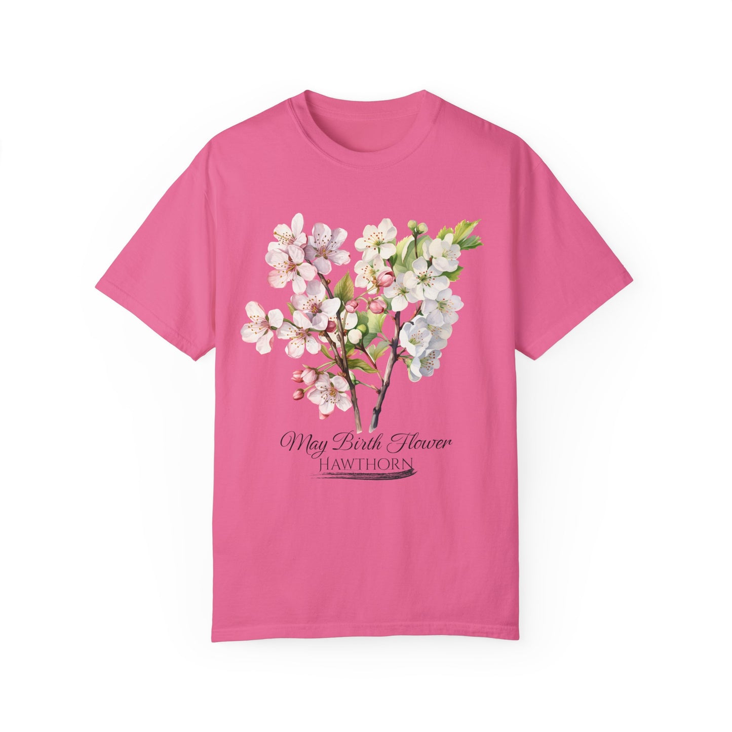 May Birth Flower "Hawthorn" - Unisex Garment-Dyed T-shirt