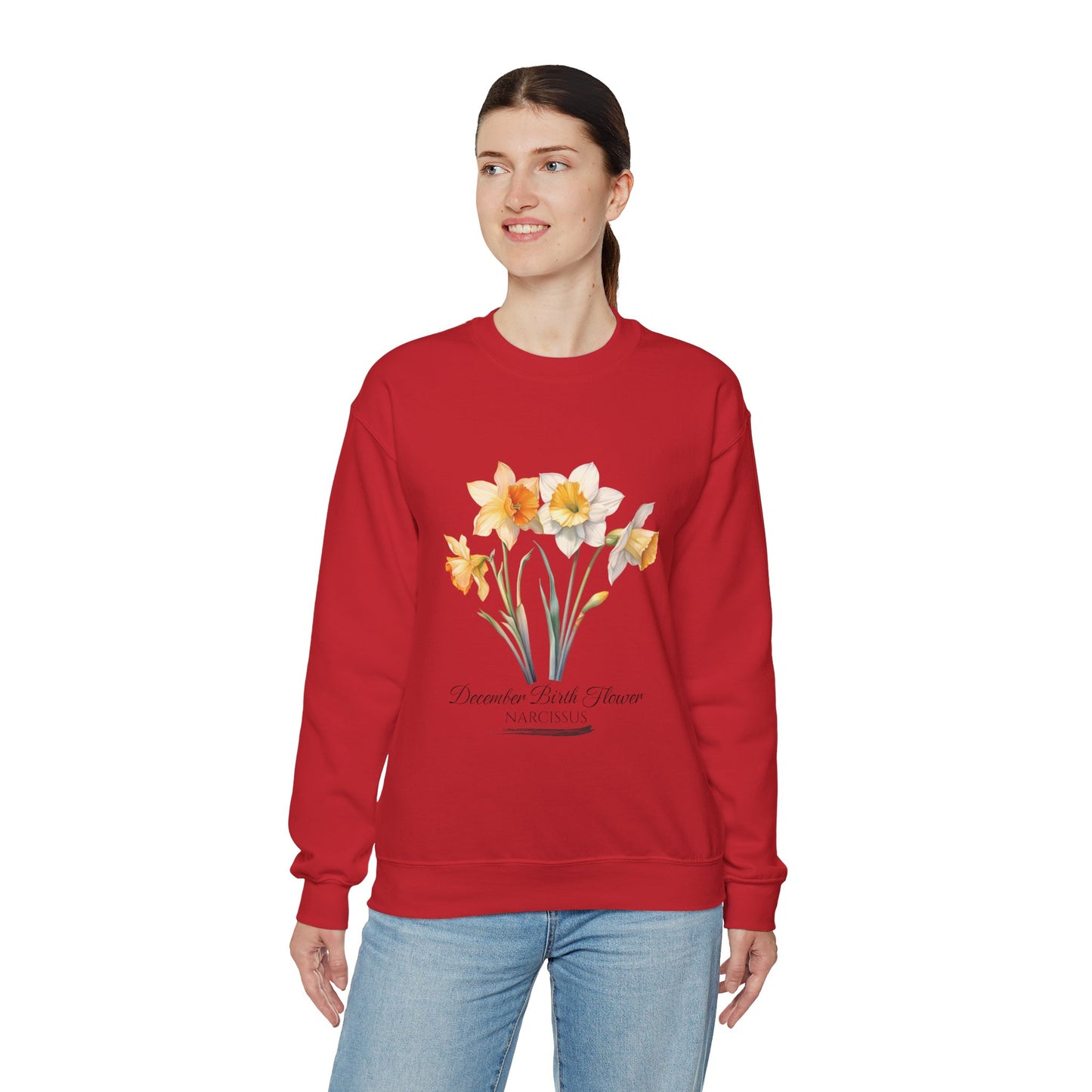 December Birth Flower (Narcisus) - Unisex Heavy Blend™ Crewneck Sweatshirt