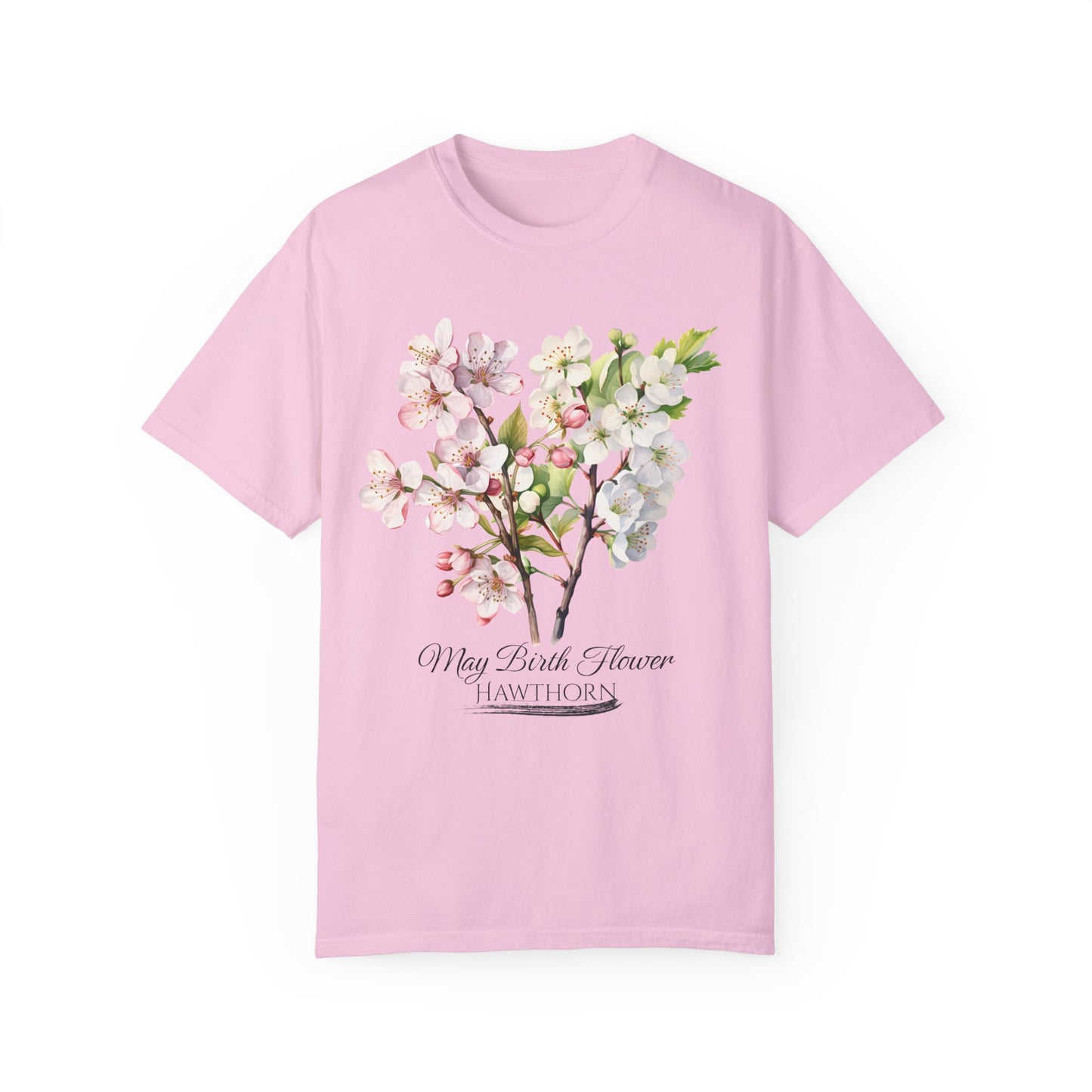 May Birth Flower "Hawthorn" - Unisex Garment-Dyed T-shirt