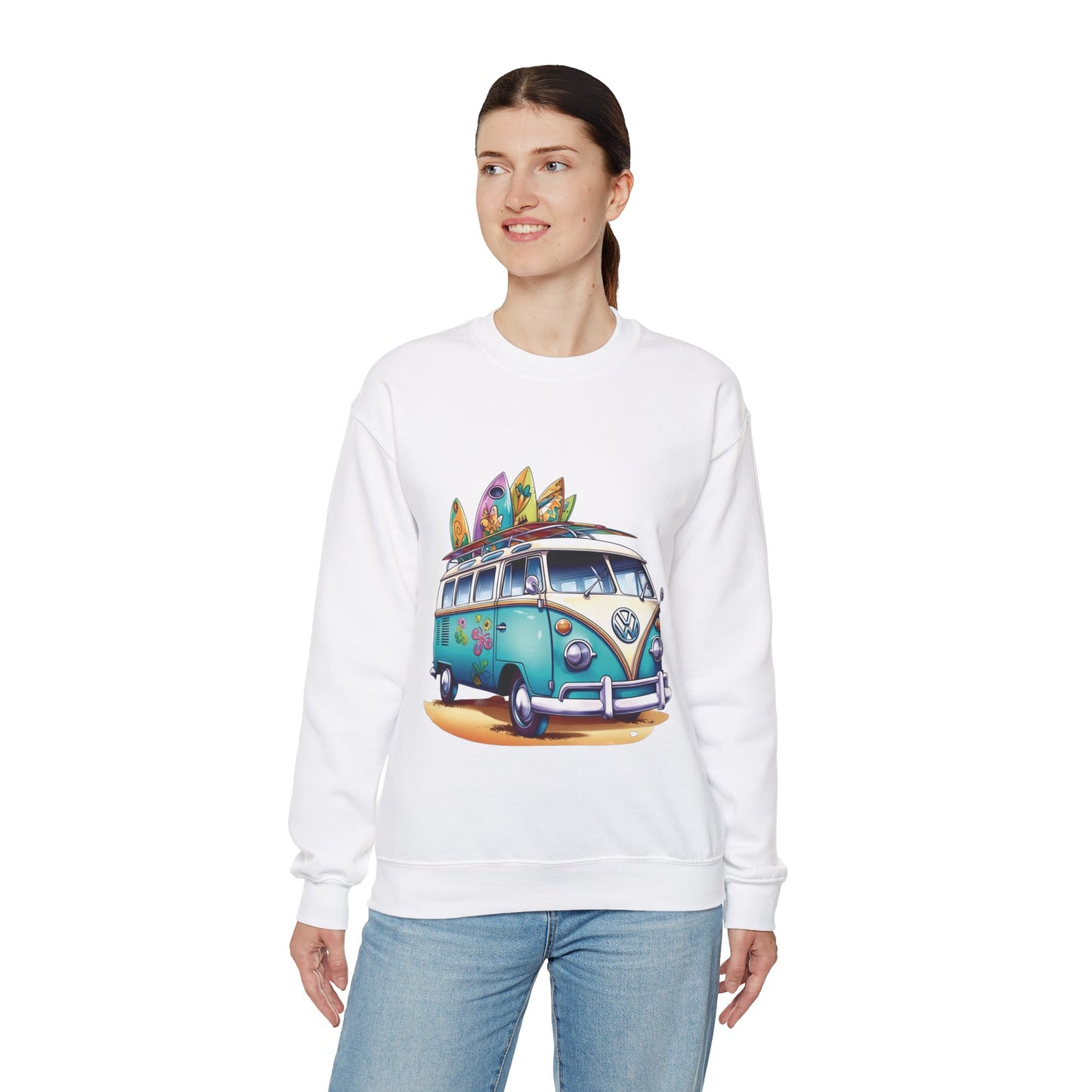 Retro Surf Van - Unisex Heavy Blend™ Crewneck Sweatshirt