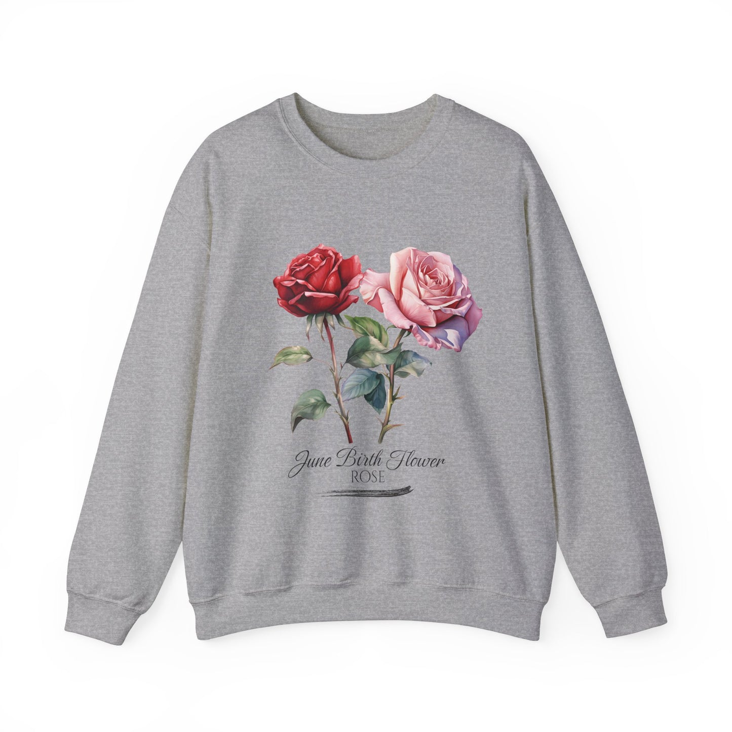 June Birth Flower (Rose) - Unisex Heavy Blend™ Crewneck Sweatshirt