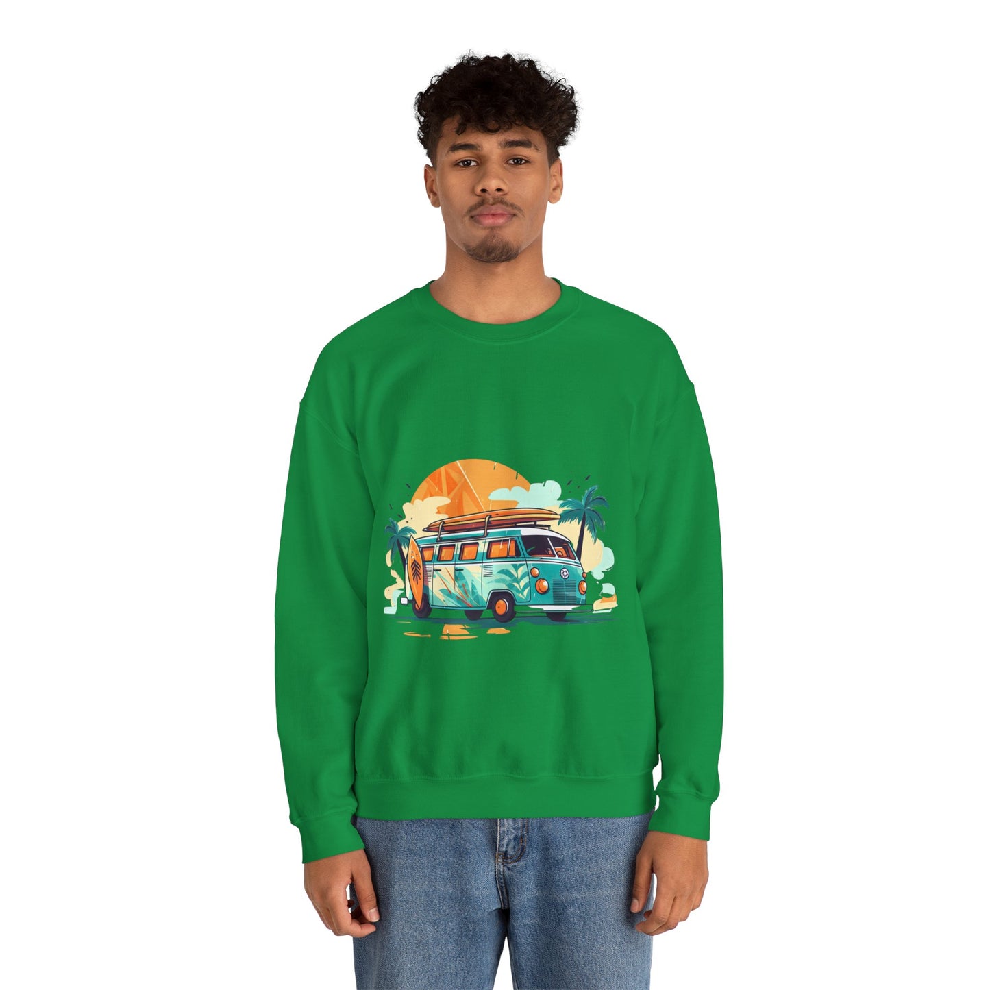 Retro Surf Van - Unisex Heavy Blend™ Crewneck Sweatshirt