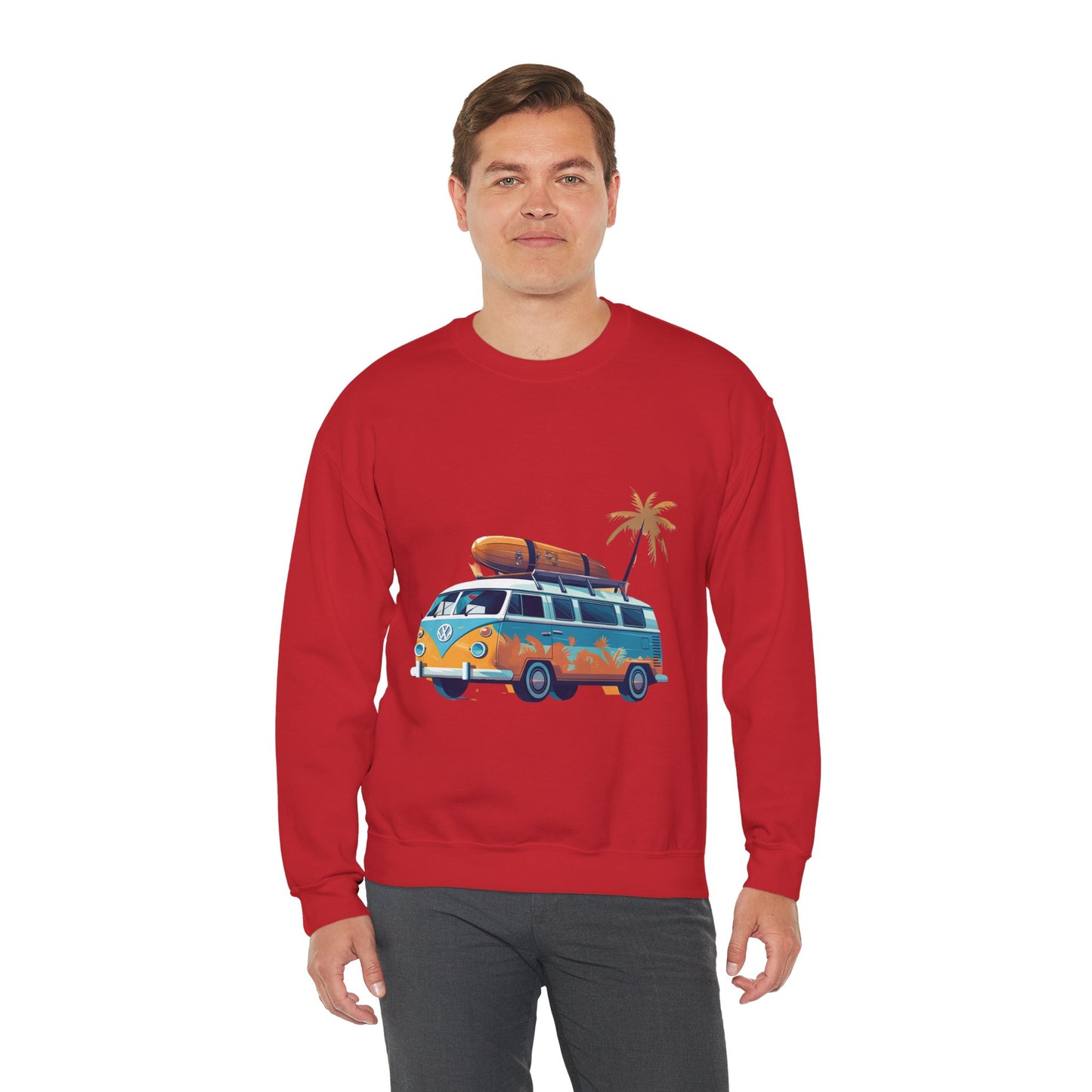 Retro Surf Van - Unisex Heavy Blend™ Crewneck Sweatshirt