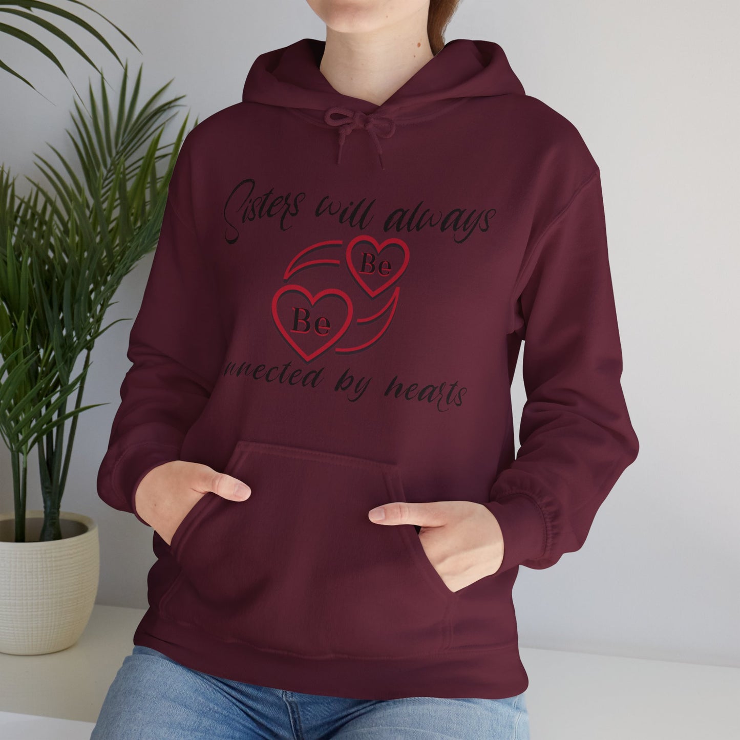 Sisters will always be connected by hearts - Unisex Heavy Blend™ Hooded Sweatshirt