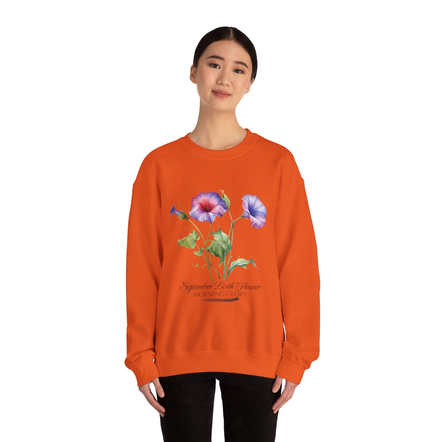 September Birth Flower (Morning Glory) - Unisex Heavy Blend™ Crewneck Sweatshirt