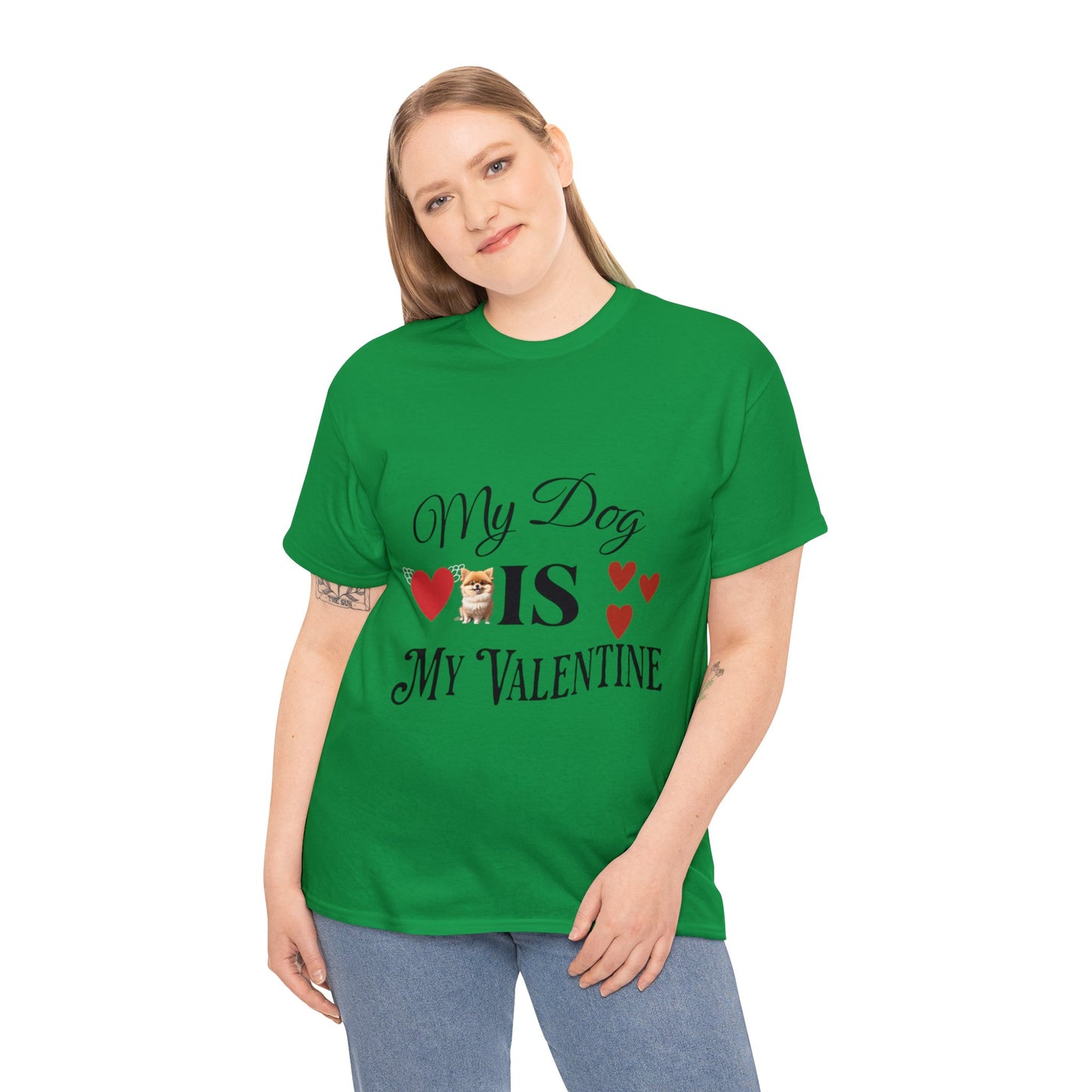 My dog is my valentine - Unisex Heavy Cotton Tee