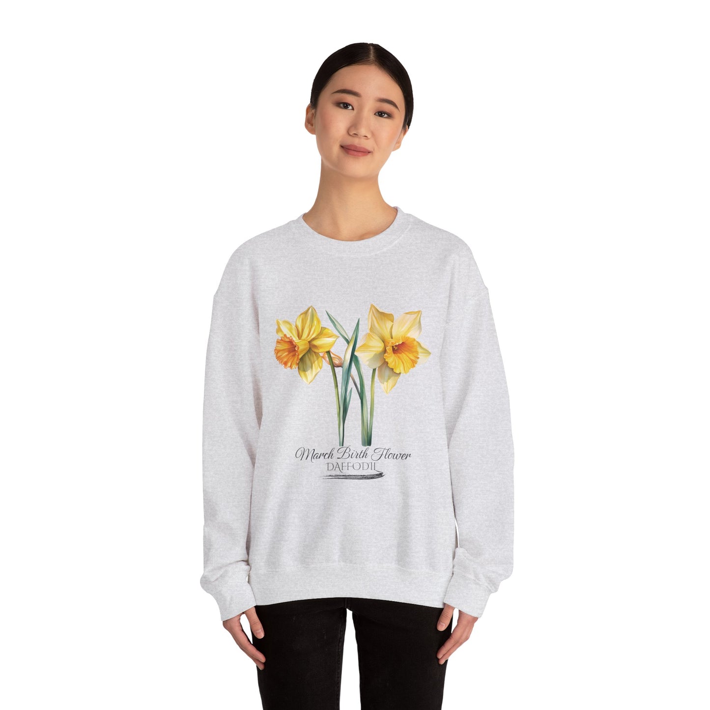 March Birth Flower (Daffodil) - Unisex Heavy Blend™ Crewneck Sweatshirt