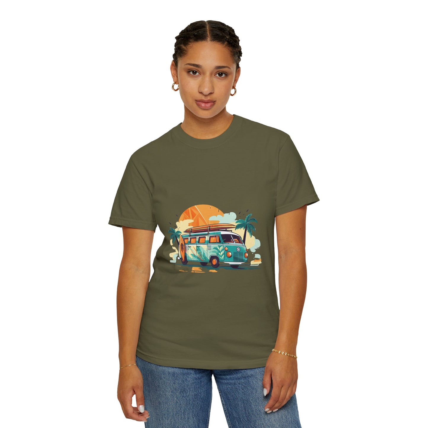 Retro Surf Van: Unisex Garment-Dyed T-shirt