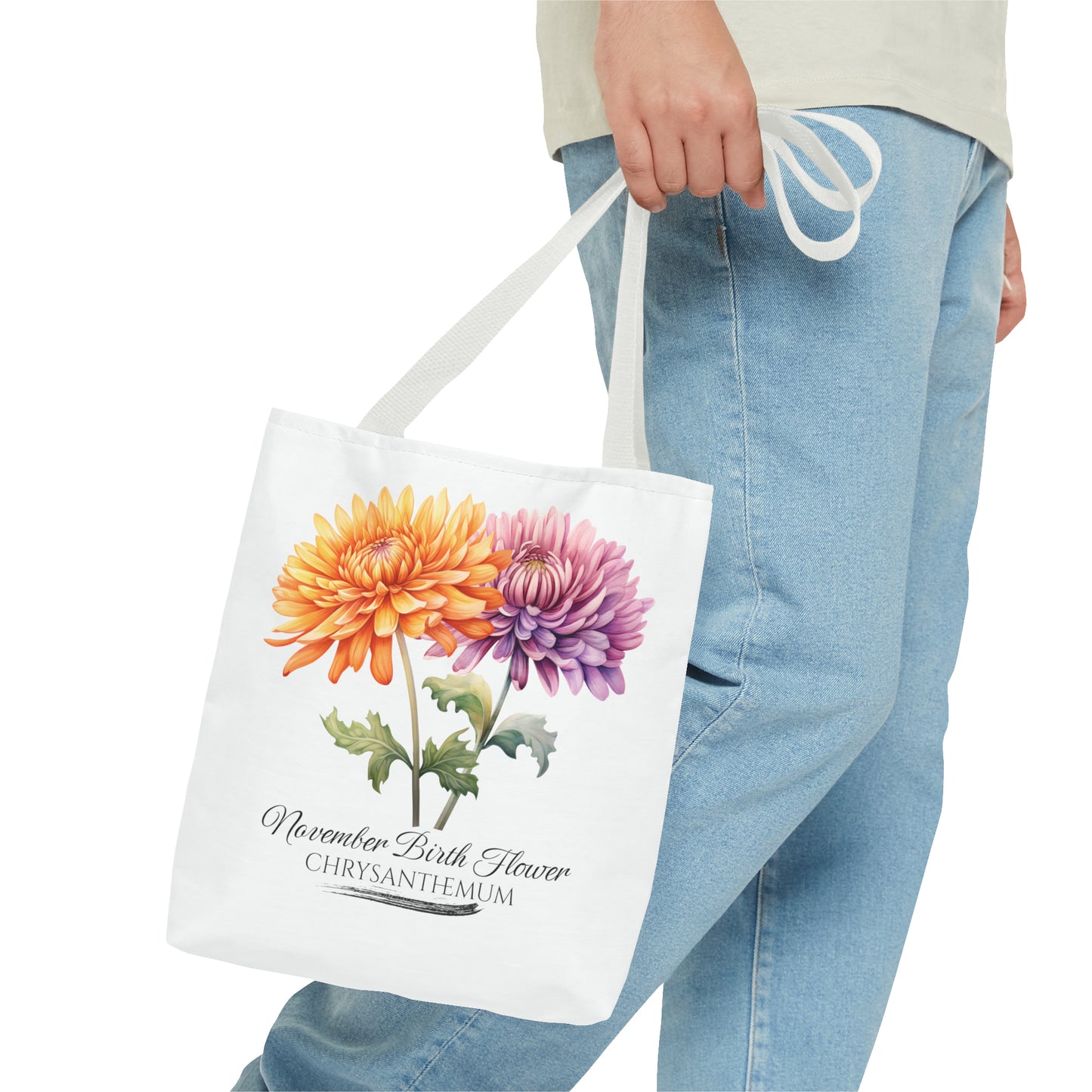 November Birth Flower: Chrysanthemum - Tote Bag (AOP)