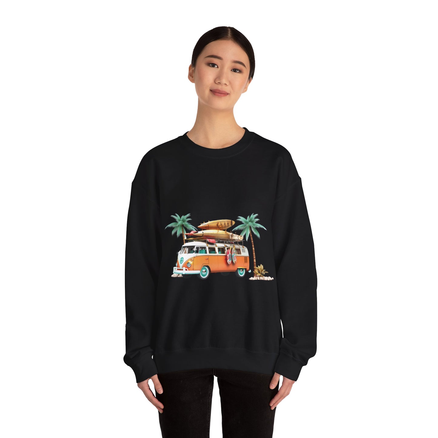 Retro Surf Van - Unisex Heavy Blend™ Crewneck Sweatshirt