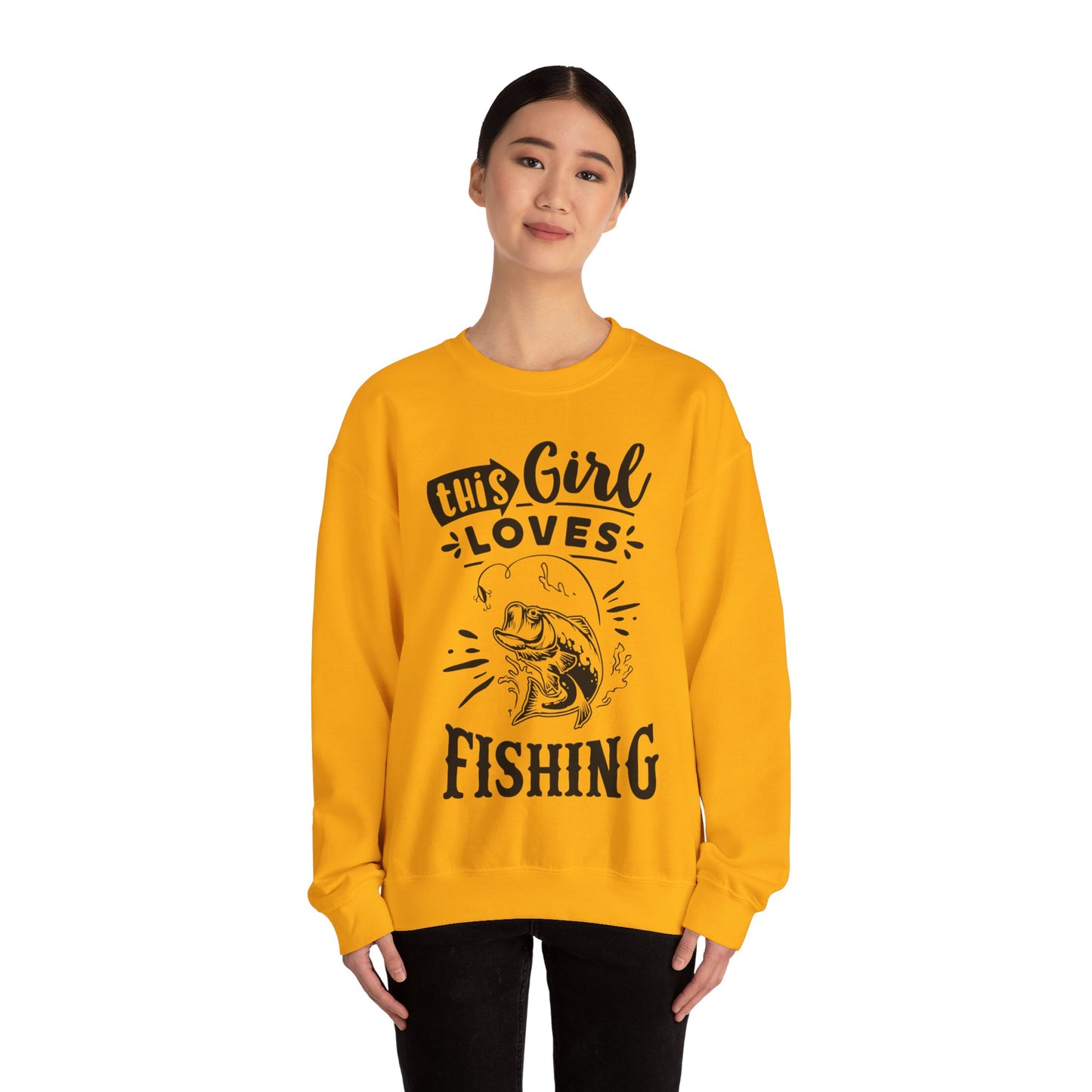 This girl loves fishing - Unisex Heavy Blend™ Crewneck Sweatshirt