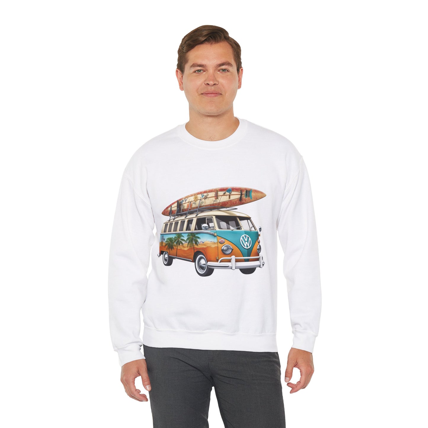 Retro Surf Van - Unisex Heavy Blend™ Crewneck Sweatshirt