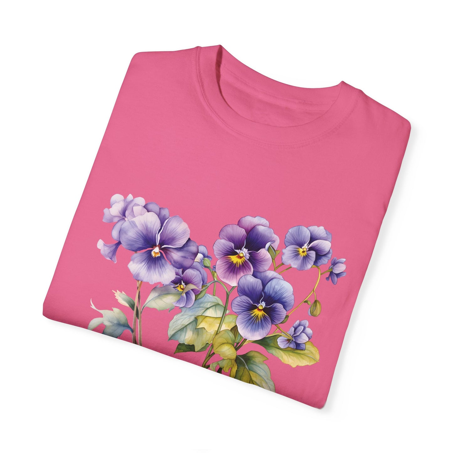 February Birth Flower "Violet" - Unisex Garment-Dyed T-shirt