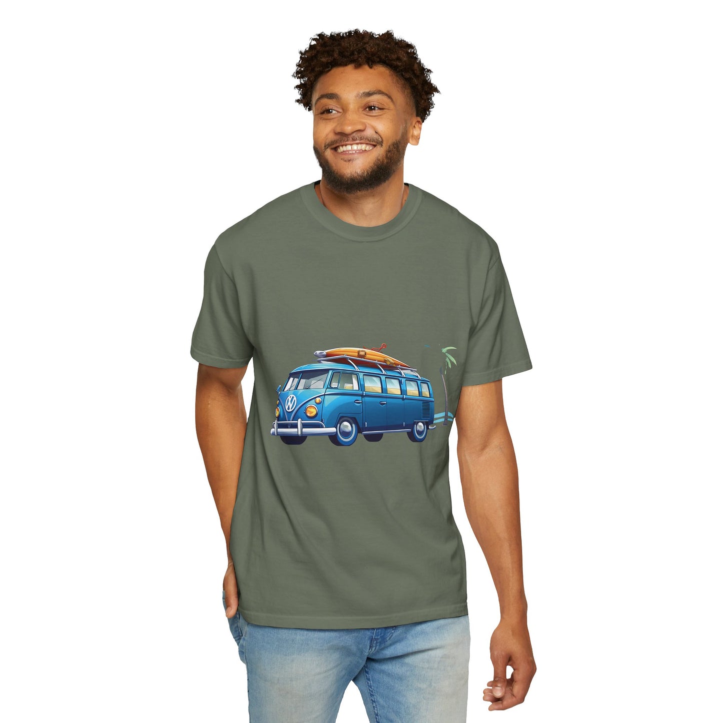 Retro Surf Van: Unisex Garment-Dyed T-shirt