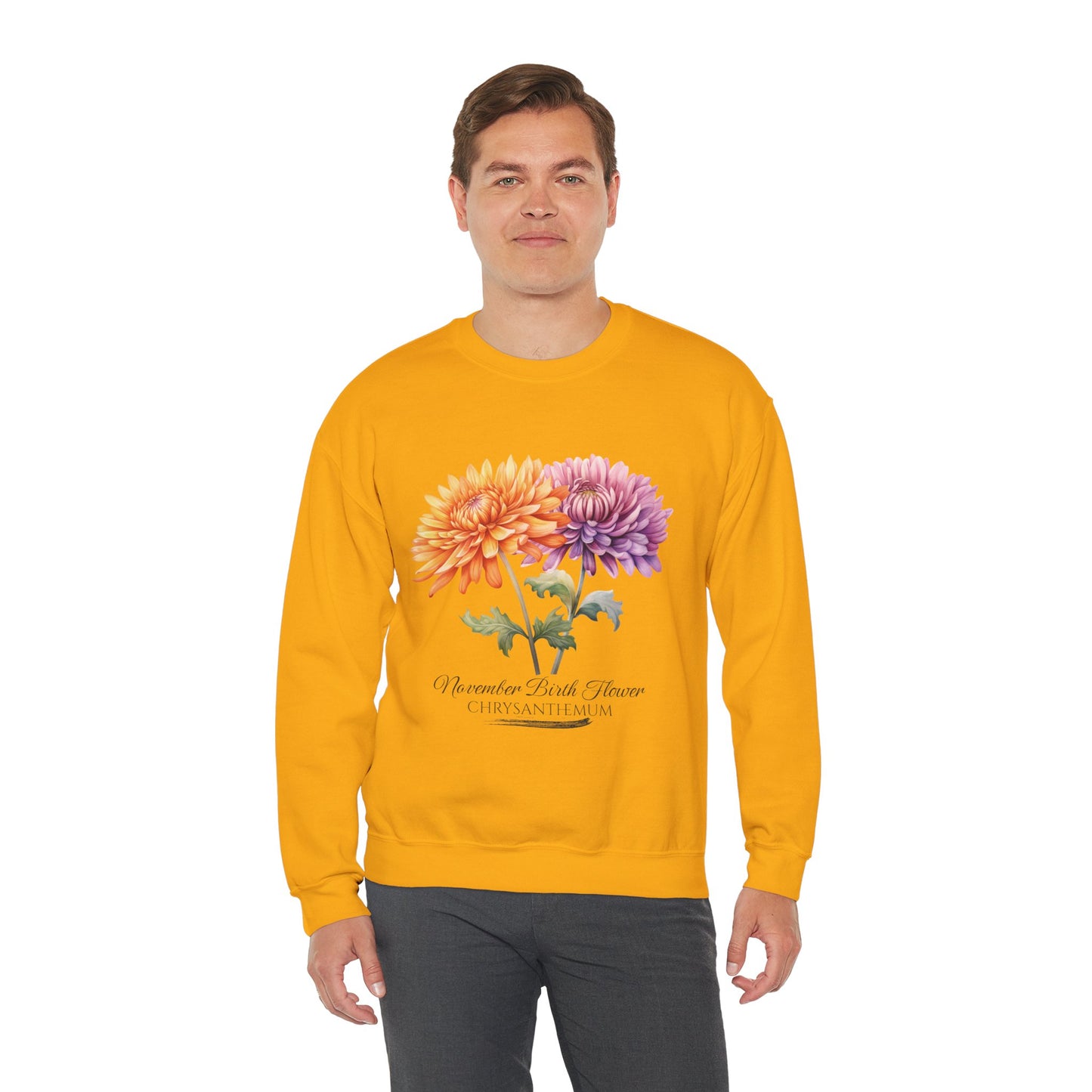 November Birth Flower (Chrysanthemum) - Unisex Heavy Blend™ Crewneck Sweatshirt