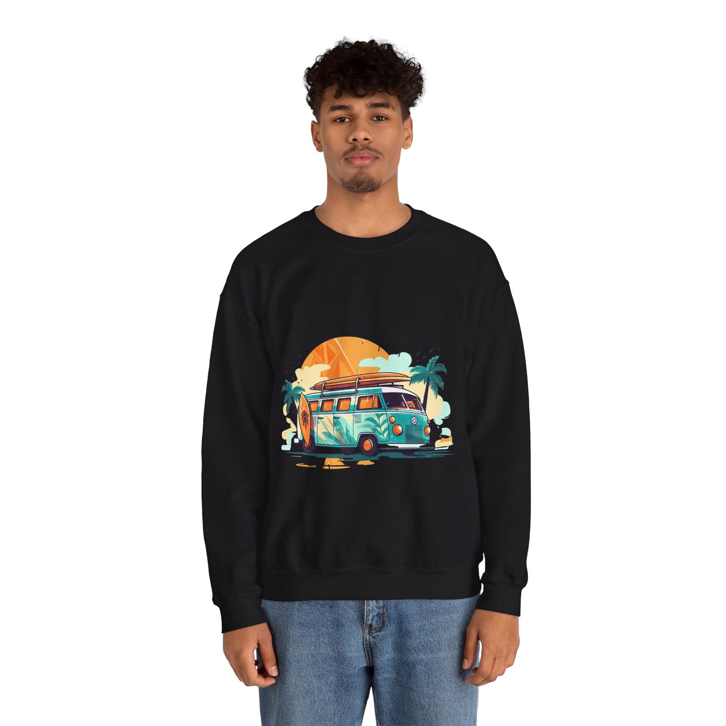 Retro Surf Van - Unisex Heavy Blend™ Crewneck Sweatshirt