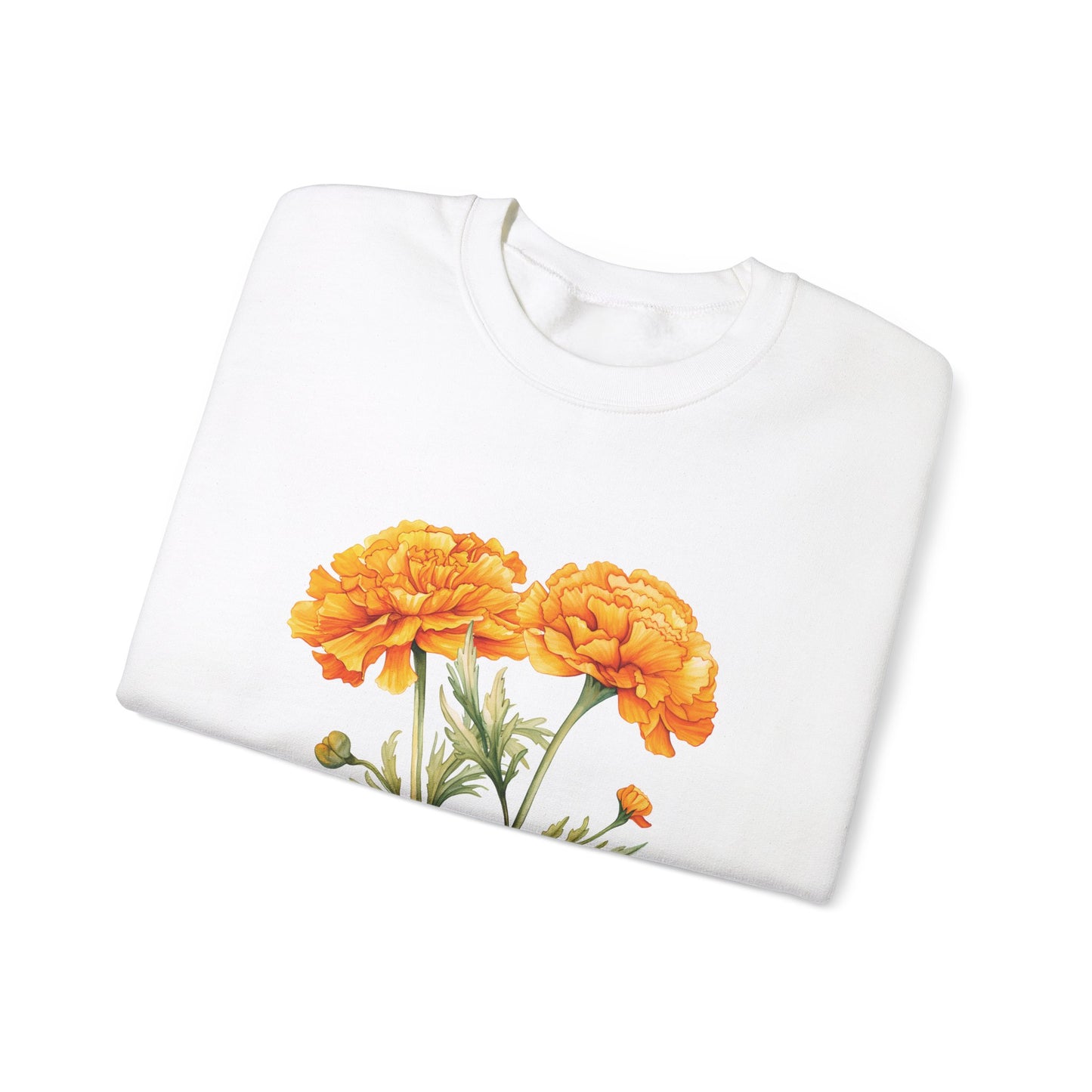 October Birth Flower (Marigold) - Unisex Heavy Blend™ Crewneck Sweatshirt
