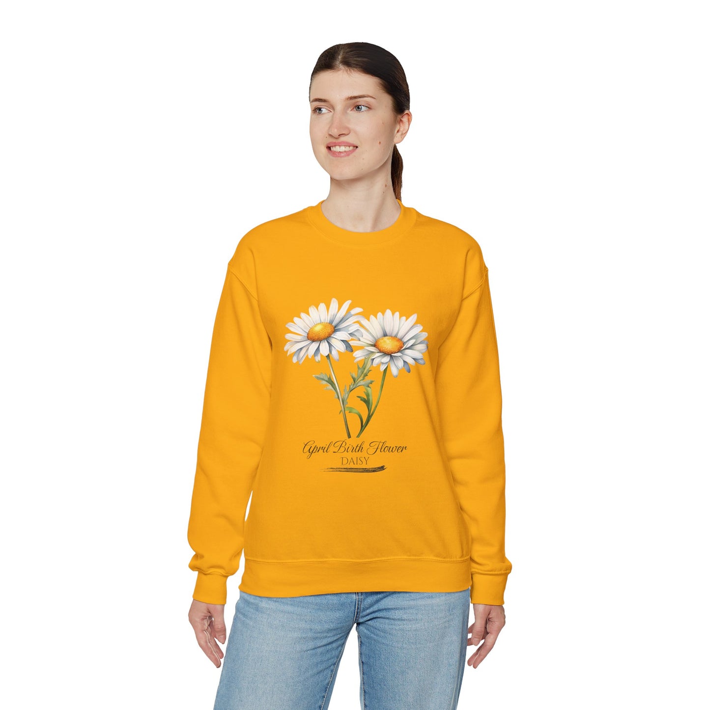 April Birth Flower (Daisy) - Unisex Heavy Blend™ Crewneck Sweatshirt