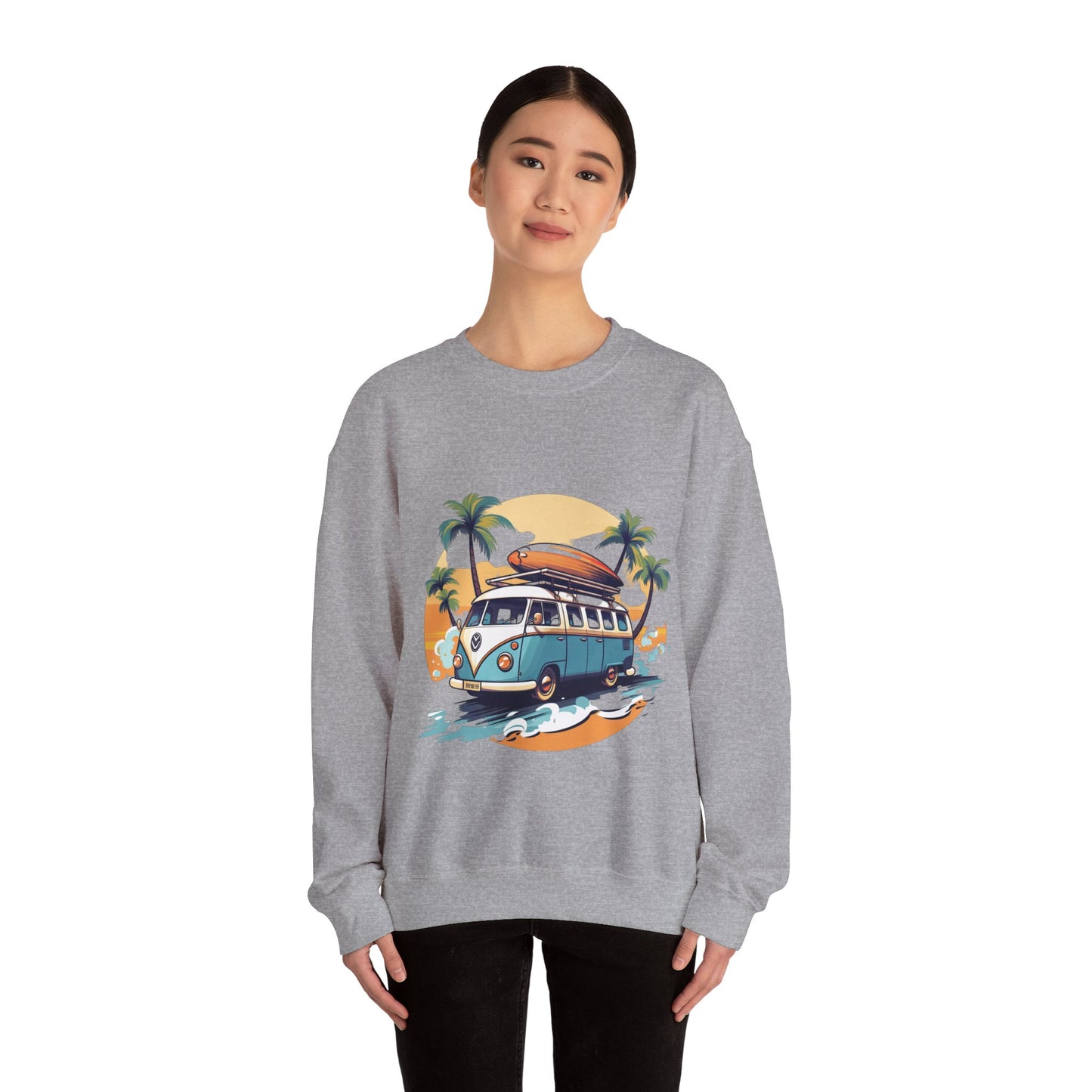 Retro Surf Van - Unisex Heavy Blend™ Crewneck Sweatshirt