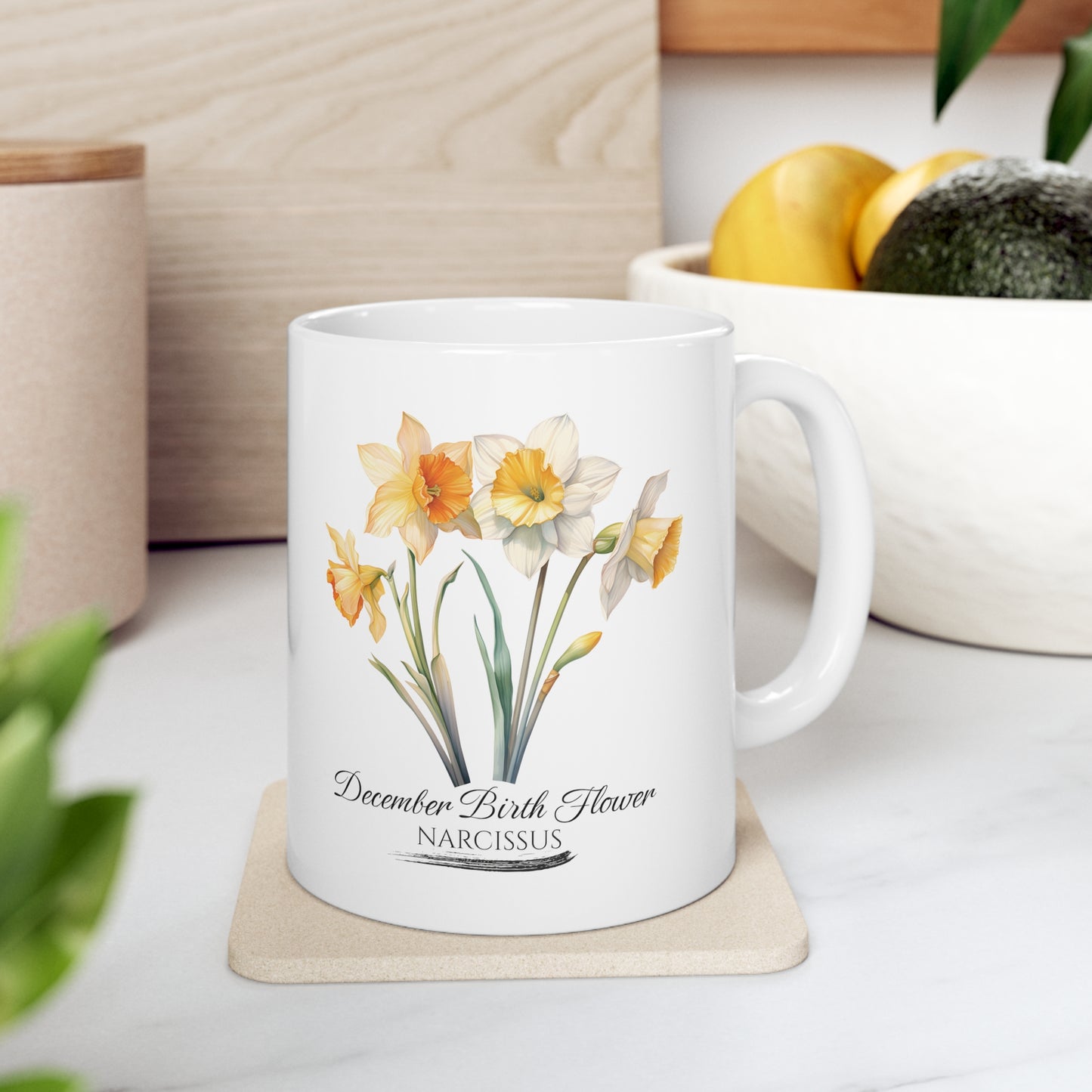 December Birth Flower (Narcissus): Ceramic Mug 11oz