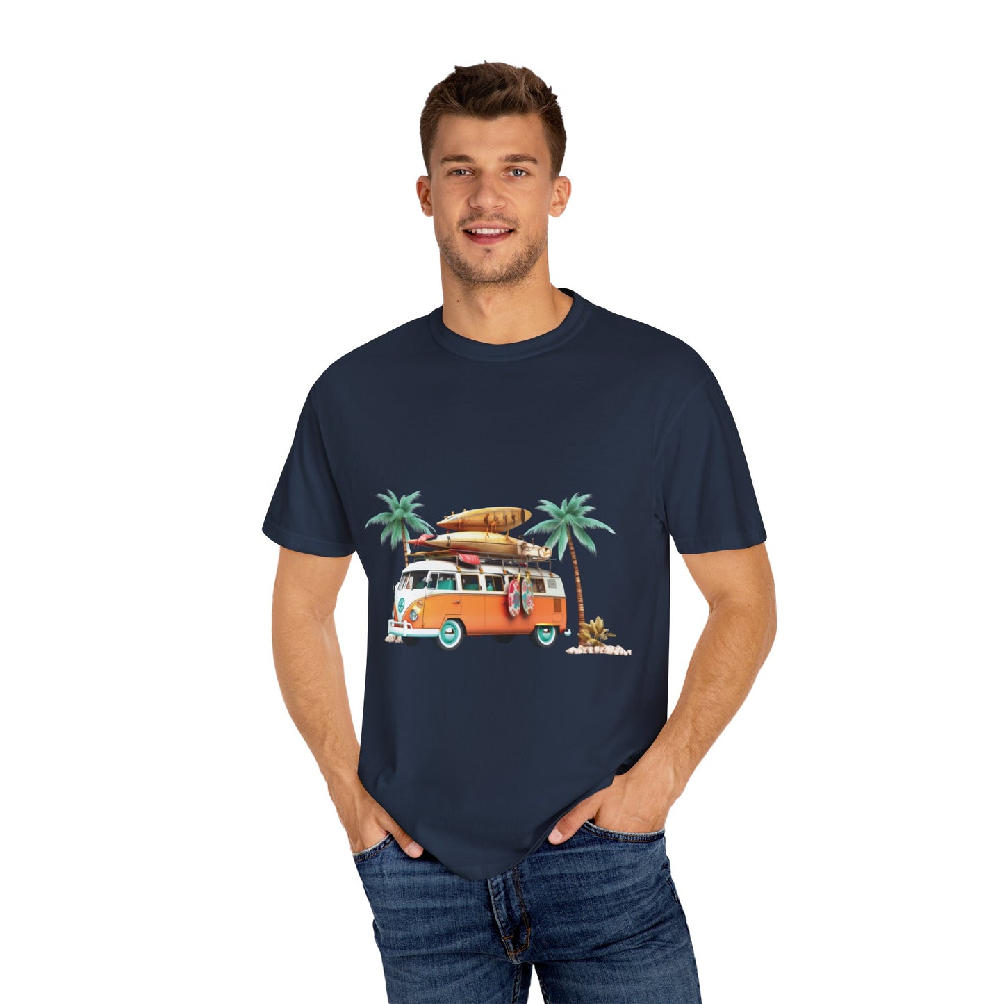 Retro Surf Van: Unisex Garment-Dyed T-shirt