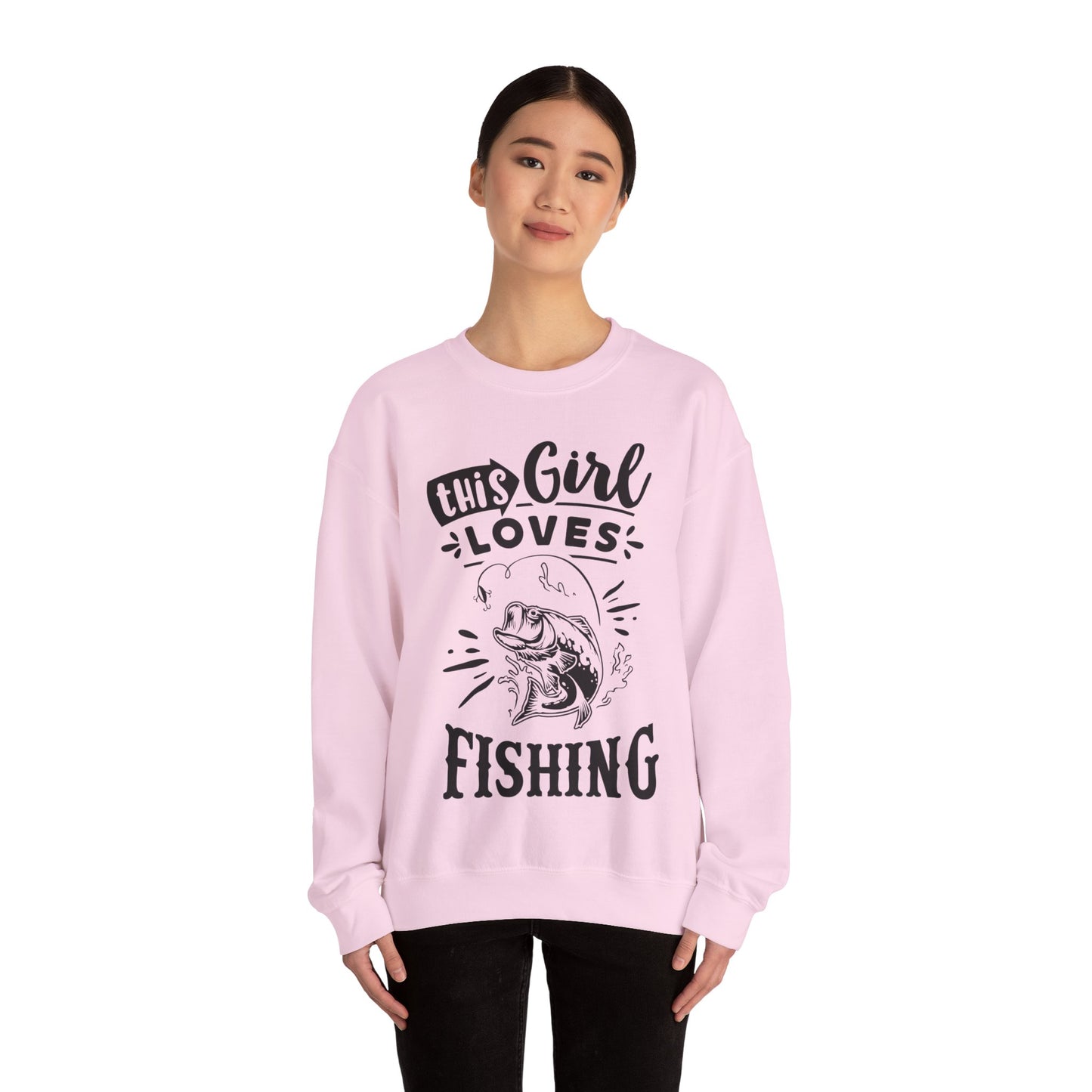 This girl loves fishing - Unisex Heavy Blend™ Crewneck Sweatshirt