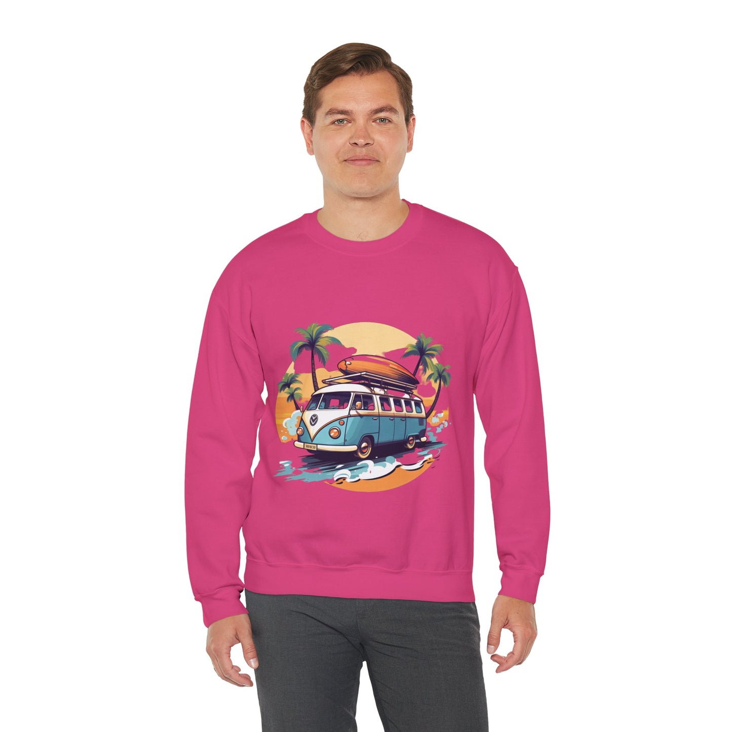 Retro Surf Van - Unisex Heavy Blend™ Crewneck Sweatshirt