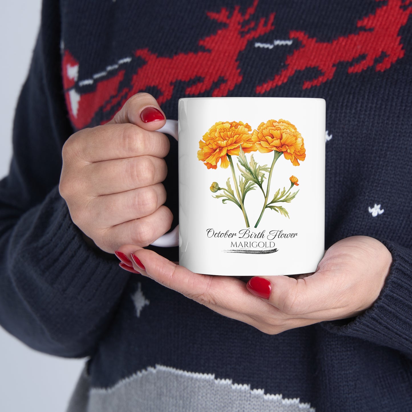 October Birth Flower (Marigold): Ceramic Mug 11oz