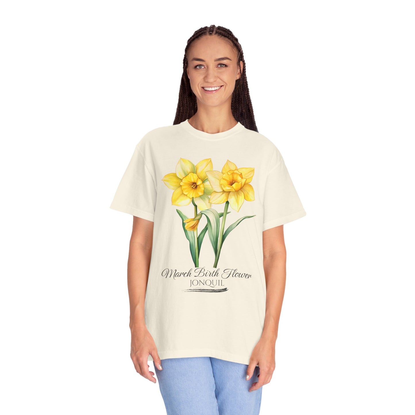 March Birth Flower "Jonquil" - Unisex Garment-Dyed T-shirt