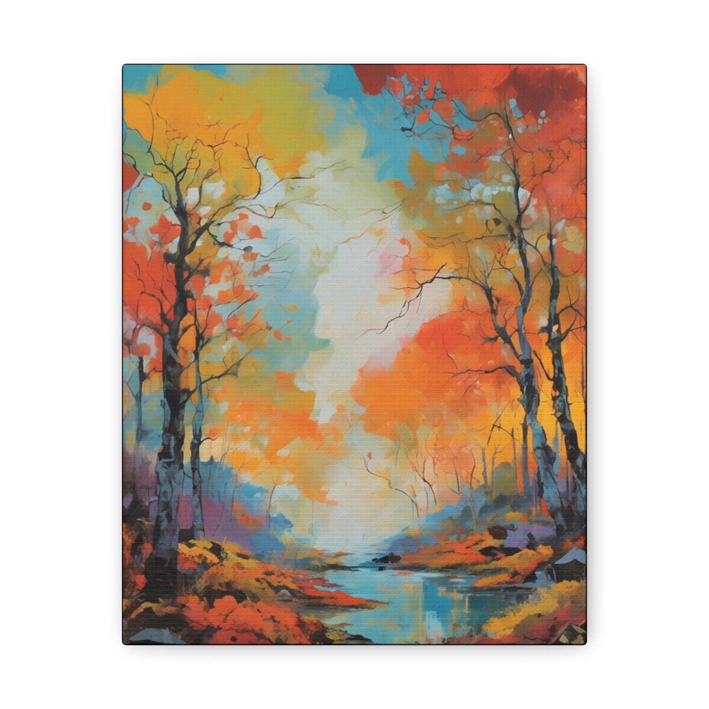 Fall Season Creek: Canvas Gallery Wraps